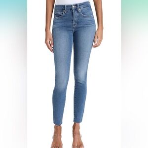Good American raw hem skinny jeans